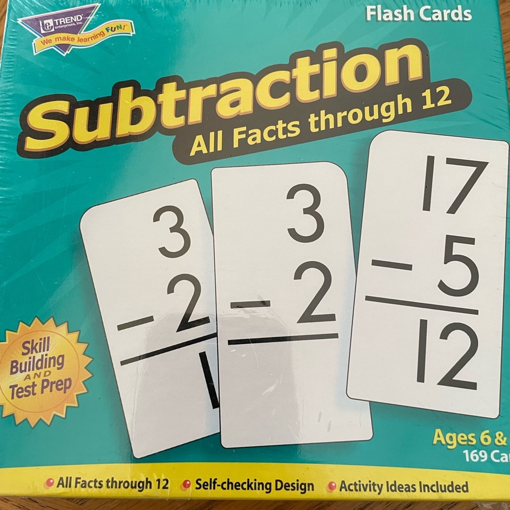 Subtraction Flash Cards All Facts through 12 NEW in Sealed Box